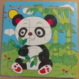 Dřevěné puzzle 9 dílků Panda 15 x 15 cm