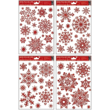 Okenní fólie vločky sněhový efekt červená 27x20 cm
