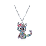 Dívčí náhrdelník kočička s růžovou mašlí JN240