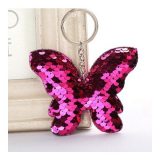 Klíčenka motýl s flitry růžová