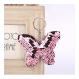 Klíčenka motýl s flitry světle růžová