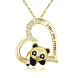 Náhrdelník panda v srdci I love you forever zlatá