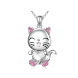 Dívčí náhrdelník kočička Crystal Heart JN669-92