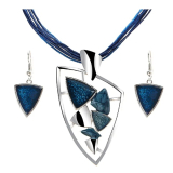 Souprava šperků smalt modrá náušnice a náhrdelník