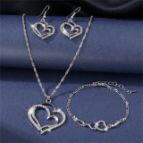 Souprava srdce stříbrná náhrdelník, náušnice, náramek