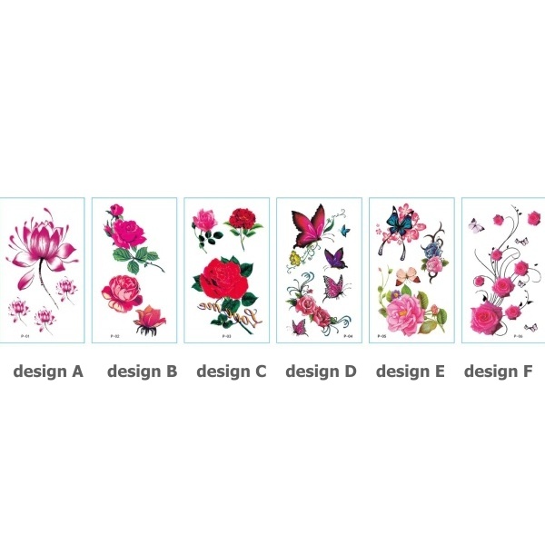 Tetování dočasné motýli a květiny 6 x 9,5 cm OP211