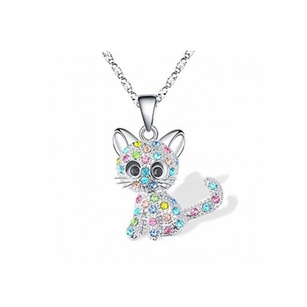 Dívčí náhrdelník kočička s krystalky JN250