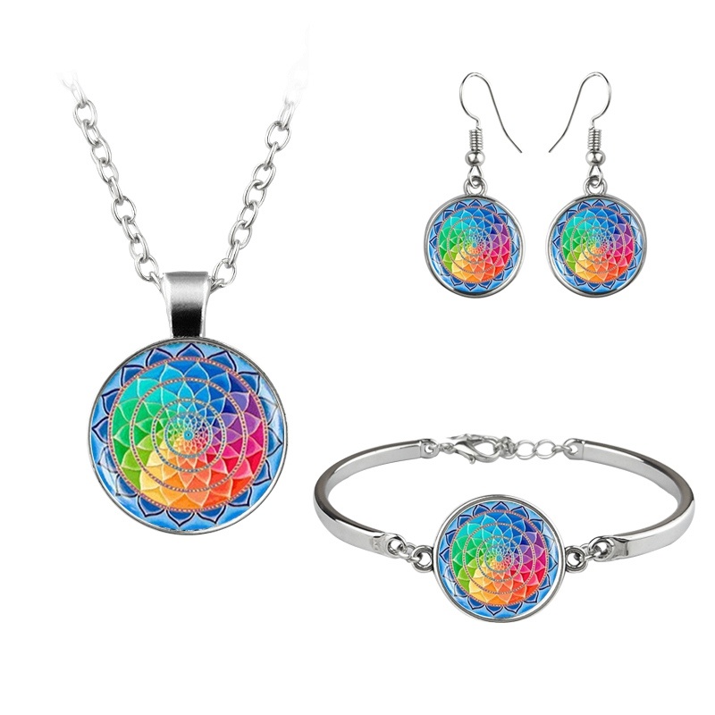 Souprava Neon Mandala náhrdelník, náušnice, náramek