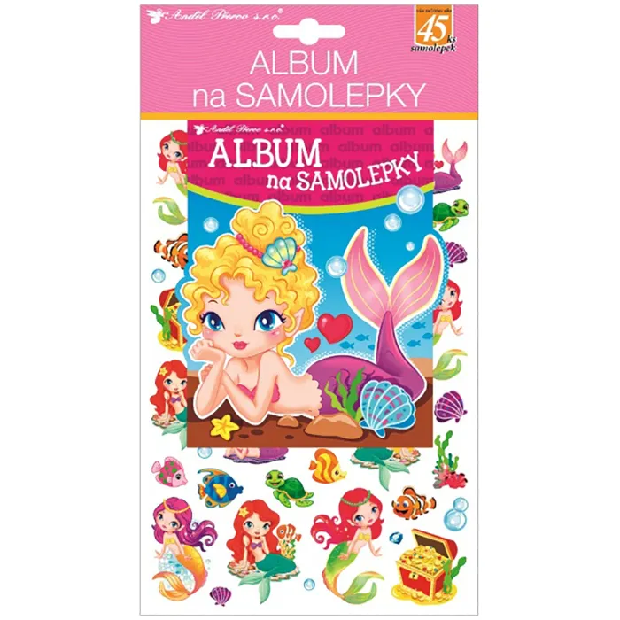 Album na samolepky a 45 hologramových samolepek mořské panny