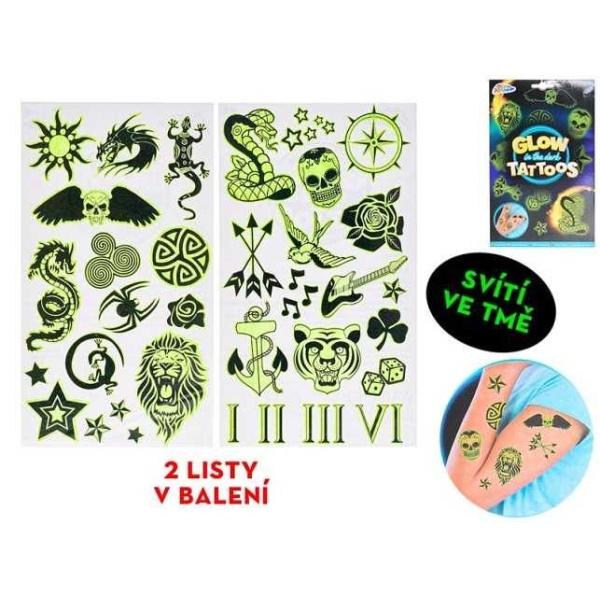 Glow Tattoo Tetování svítící ve tmě 2 listy