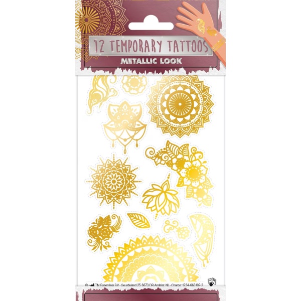 Tetování metalické Mehndi design 12 ks