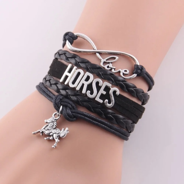 Dámský náramek víceřadý černý Endless Love for Horses