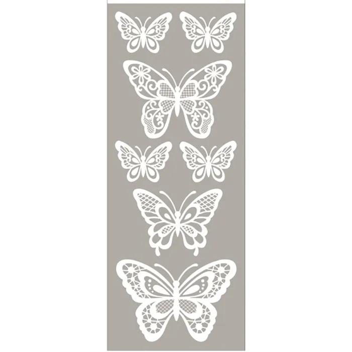 Samolepky bílé s glitry motýli 11 x 30 cm