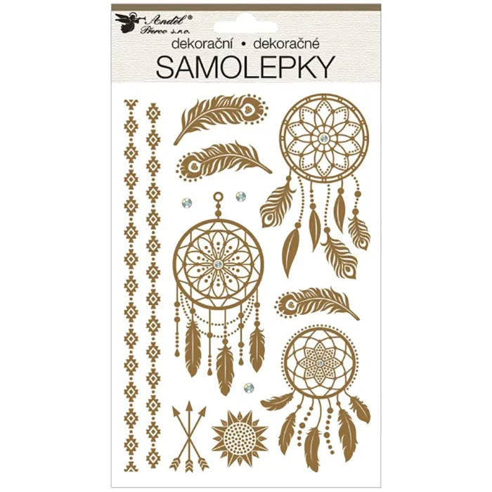 Samolepky plastické lapače snů s kamínky 14,5 x 25 cm