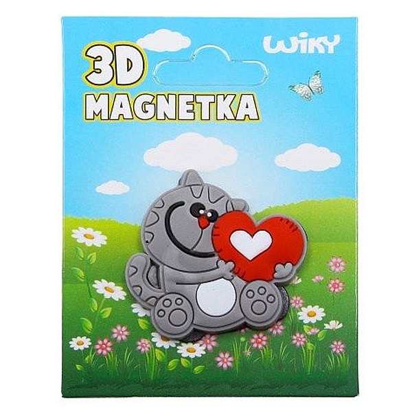 Magnetka kočička se srdíčkem 3D