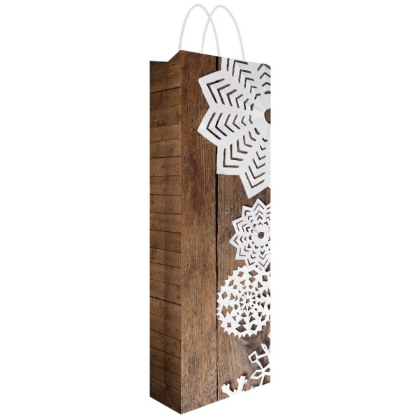 Taška vánoční na lahev s glitry 12 x 36 x 9 cm