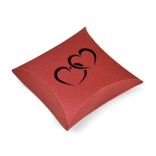 Dárková minikrabička perleťová srdce vínová 5 x 5 cm