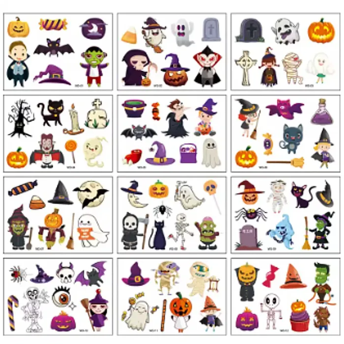 Tetovací obtisky dočasné tetování Halloween 11,5 x 8 cm