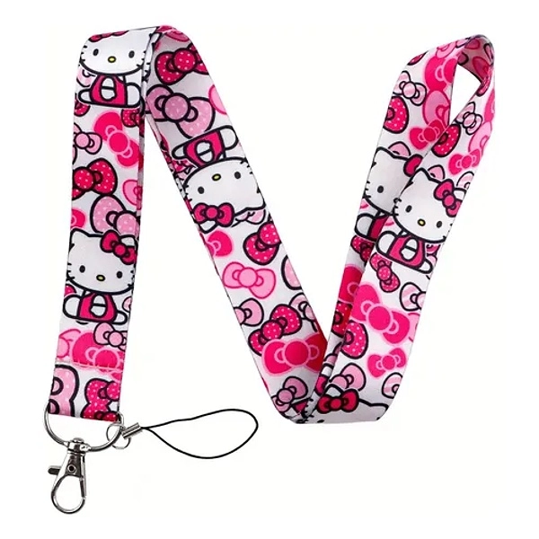 Šňůrka na krk s karabinkou Hello Kitty bílá