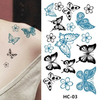 Tetování motýli Tetovací obtisky černé a modré