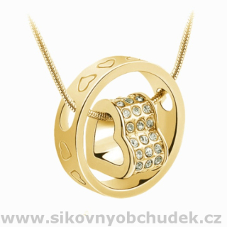 Dámský náhrdelník Swarovski Elements srdce v prstenu SWN106