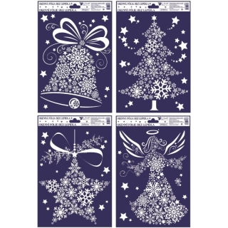 Okenní fólie vánoční s vločkami a glitry 30 x 20 cm
