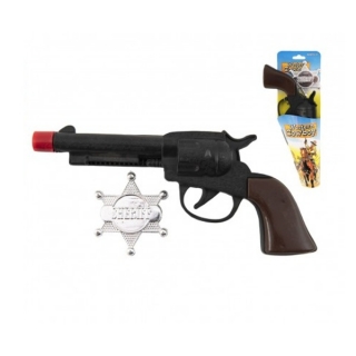 Pistole/Kolt klapací + šerifská hvězda plast 20 cm 