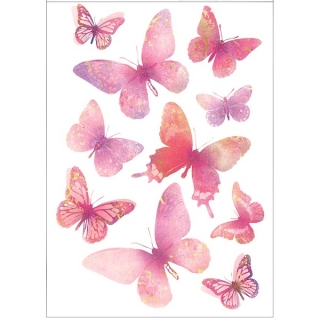 Samolepky na zeď motýli růžoví 42 x 24 cm