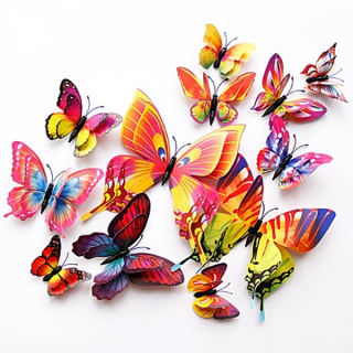 Motýli 3D 12 ks magnetky nebo samolepky mix barev