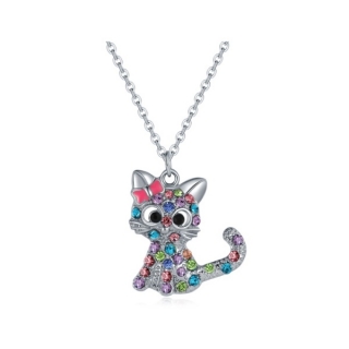 Dívčí náhrdelník kočička s růžovou mašlí JN240