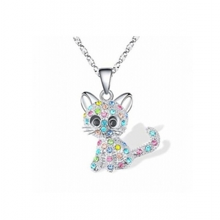 Dívčí náhrdelník kočička s krystalky JN250