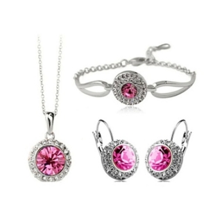 Souprava náhrdelníku, náušnic a náramku Pink Elegance OJ400