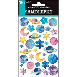 Samolepky planety a hvězdy se zlatou ražbou 10 x 19 cm