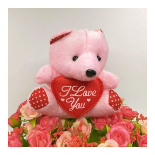 Plyšový medvídek růžový Love se srdíčkem 11 cm