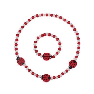 Dětská bižuterie náhrdelník a náramek berušky červené OJ382