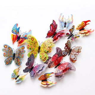 Motýli 3D 12 ks magnetky nebo samolepky čínský styl