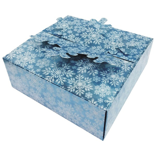 Dárková krabička skládací modrá vločky 15x15x5 cm 