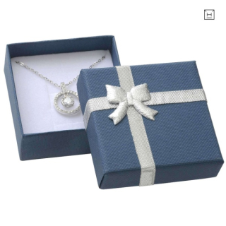 Krabička na šperky se stříbrnou mašlí tmavě modrá