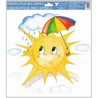 Okenní fólie ručně malované sluníčko a deštník 30 x 33,5 cm
