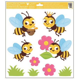 Okenní dekorační fólie čtyři včelky 30 x 33,5 cm