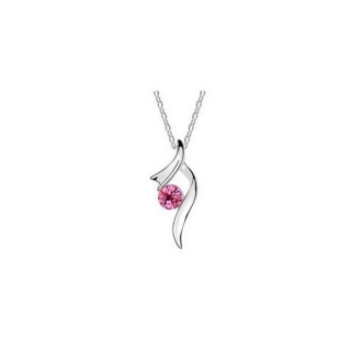 Dámský náhrdelník s krystalkem růžový JN092